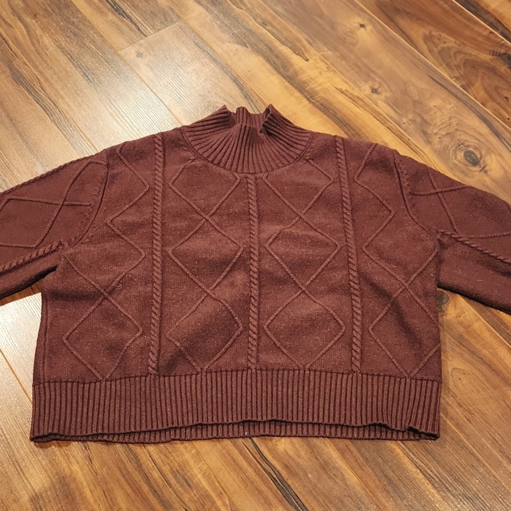 Twik Simons Brown Cropped Knit Sweater